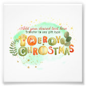 カードとギフト用のかわいいメリークリスマスタイポグラフィ フォトプリント (正面)