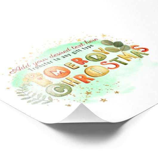 カードとギフト用のかわいいメリークリスマスタイポグラフィ フォトプリント (角)