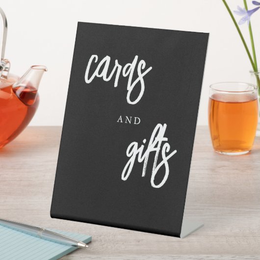 カードとギフト白黒結婚テーブル 台座サイン (インサイチュ)