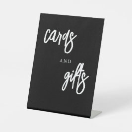 カードとギフト白黒結婚テーブル 台座サイン