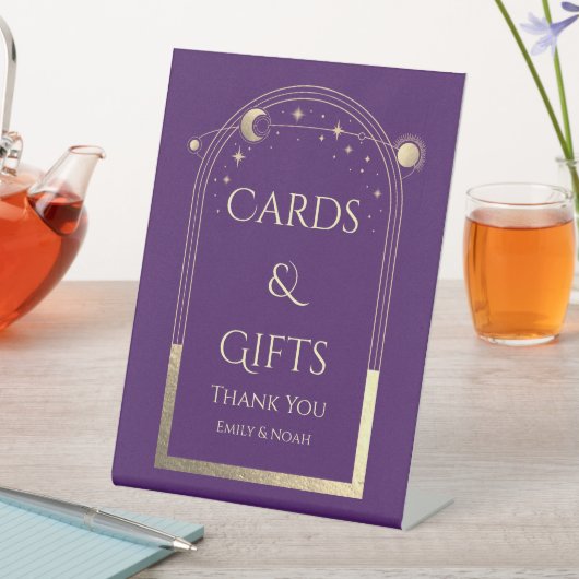 カードとギフト神秘的な紫の太陽の月結婚の 台座サイン (インサイチュ)