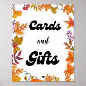 カードとギフト秋カボチャの好意パーティーのサイン ポスター (正面)