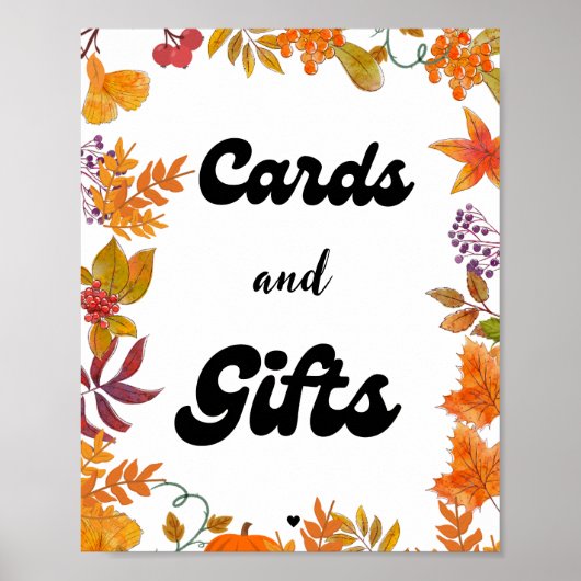 カードとギフト秋カボチャの好意パーティーのサイン ポスター (正面)