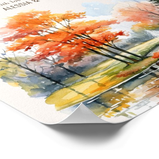 カードとギフト秋レイク結婚のデジタルまたはプリント ポスター (角)