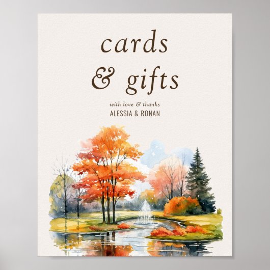 カードとギフト秋レイク結婚のデジタルまたはプリント ポスター (正面)