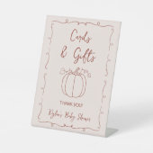 カードとギフト秋手描きカボチャ赤ちゃんシャワー 台座サイン (正面)