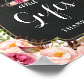 カードとギフト素朴Burlapフローラの結婚サイン ポスター (角)