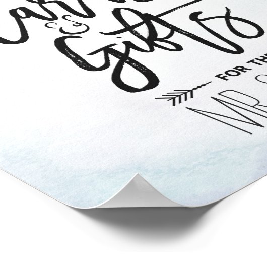 カードとギフト結婚のサインティール(緑がかった色)&金ゴールドゲートGeode ポスター (角)