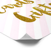 カードとギフト結婚のサインピンクの金ゴールドストライプ ポスター (角)