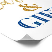 カードとギフト結婚のサインブルー金ゴールド紙吹雪 ポスター (角)