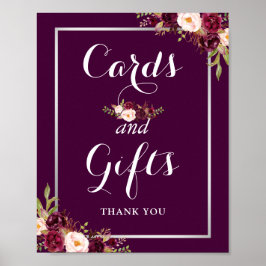 カードとギフト結婚のサイン梅の紫フローラ ポスター