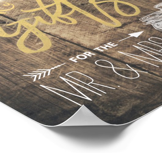 カードとギフト結婚のサイン素朴ウッドメイソンジャー ポスター (角)