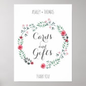 カードとギフト結婚のフローラ書のサイン ポスター (正面)