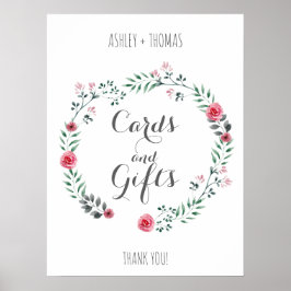 カードとギフト結婚のフローラ書のサイン ポスター