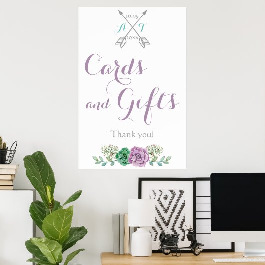 カードとギフト結婚の看板の礼儀の花 ポスター (ホームオフィス)