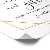 カードとギフト結婚式のレセプションの緑の金ゴールドの看板 ポスター (角)