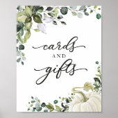 カードとギフト緑の秋赤ちゃんシャワーのサイン ポスター (正面)