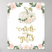 カードとギフト緑の秋赤ちゃんシャワーのサイン ポスター (正面)