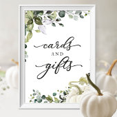 カードとギフト緑の秋赤ちゃんシャワーのサイン ポスター