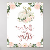 カードとギフト緑の秋赤ちゃんシャワーのサイン ポスター (正面)