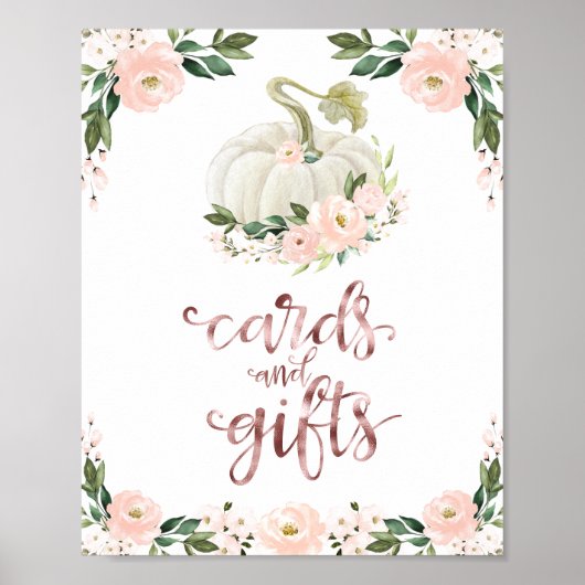 カードとギフト緑の秋赤ちゃんシャワーのサイン ポスター (正面)