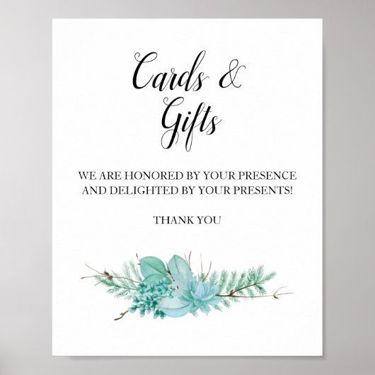 カードとギフト緑豊かな結婚肉汁のサイン ポスター (正面)