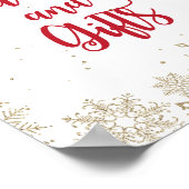 カードとギフト誕生日赤と金ゴールドの雪 ポスター (角)