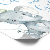 カードとギフト象のバルーン赤ちゃんシャワーのサイン ポスター (角)