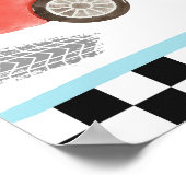 カードとギフト赤いレースカー2速誕生日 ポスター (角)