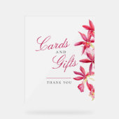 カードとギフト赤い蘭の水色結婚の アクリルサイン (正面)