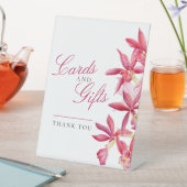 カードとギフト赤い蘭の水色結婚の 台座サイン (インサイチュ)