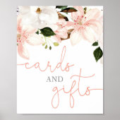 カードとギフト赤ちゃんシャワーのサイン赤面ピンクフローラ ポスター (正面)