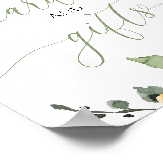 カードとギフト赤ちゃんシャワーカラフル明るいフローラ ポスター (角)