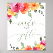 カードとギフト赤ちゃんシャワーカラフル明るいフローラ ポスター (正面)