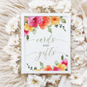 カードとギフト赤ちゃんシャワーカラフル明るいフローラ ポスター