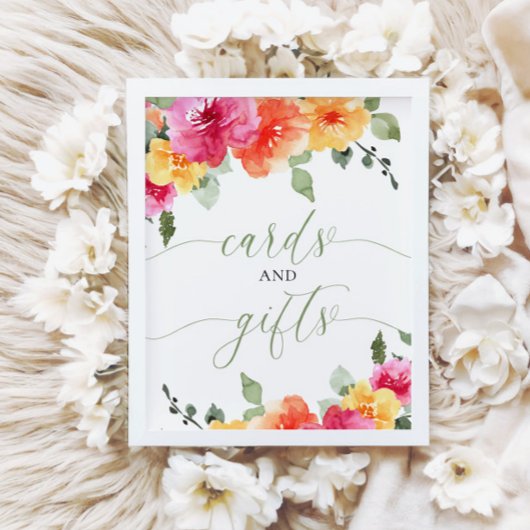 カードとギフト赤ちゃんシャワーカラフル明るいフローラ ポスター