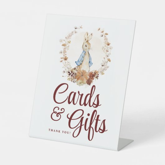 カードとギフト赤ちゃんシャワーピーターうさぎ秋 台座サイン (正面)