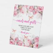 カードとギフト赤面バラベビーシャワー 台座サイン (正面)