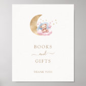 カードとギフト金ゴールドムーンスターズ赤ちゃんシャワーのサイン ポスター (正面)