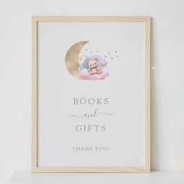 カードとギフト金ゴールドムーンスターズ赤ちゃんシャワーのサイン ポスター