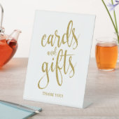 カードとギフト金ゴールド結婚グリッターの標識 台座サイン (インサイチュ)