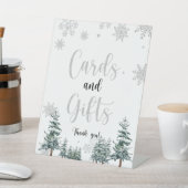 カードとギフト銀のグリッター冬のサイン 台座サイン (インサイチュ)