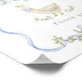 カードとギフト青い弓鳥の間抜け赤ちゃんシャワー ポスター (角)