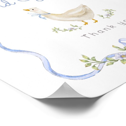 カードとギフト青い弓鳥の間抜け赤ちゃんシャワー ポスター (角)