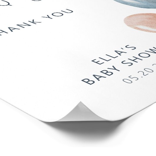 カードとギフト青タン風船サイン ポスター (角)