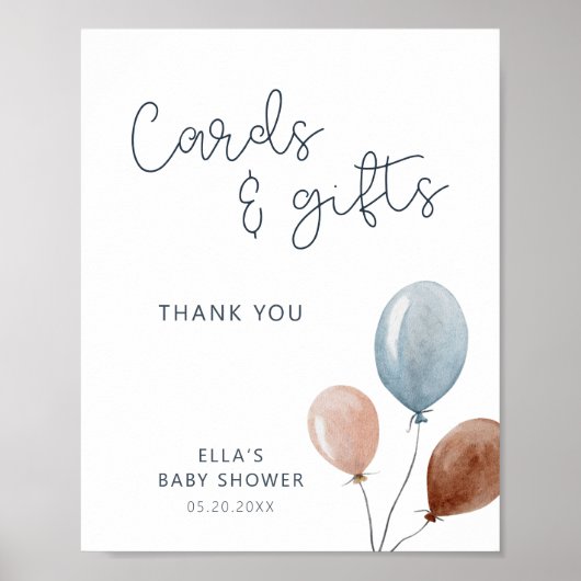 カードとギフト青タン風船サイン ポスター (正面)