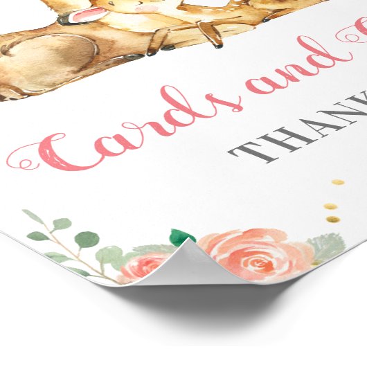 カードとギフト鹿doe女の子ウッドランド赤ちゃんシャワー ポスター (角)