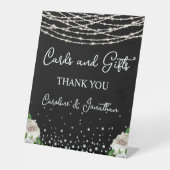 カードとギフト黒いサインの文字列ライト 台座サイン (正面)