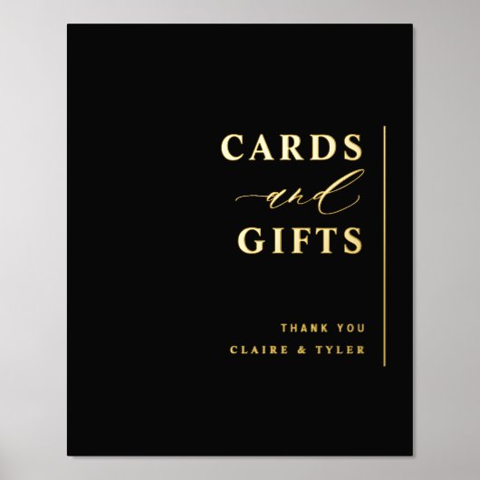 カードとギフト黒とホイルのサインのカードとギフト 箔ポスター (正面)