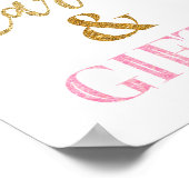 カードとギフト ウェディングサイン ピンク ゴールド コンフェッティ ポスター (角)